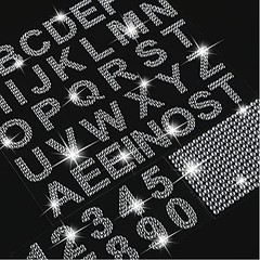 3 Sheets Glitter Letters Rhinestone Sticker Letter Bling Crystal Silver