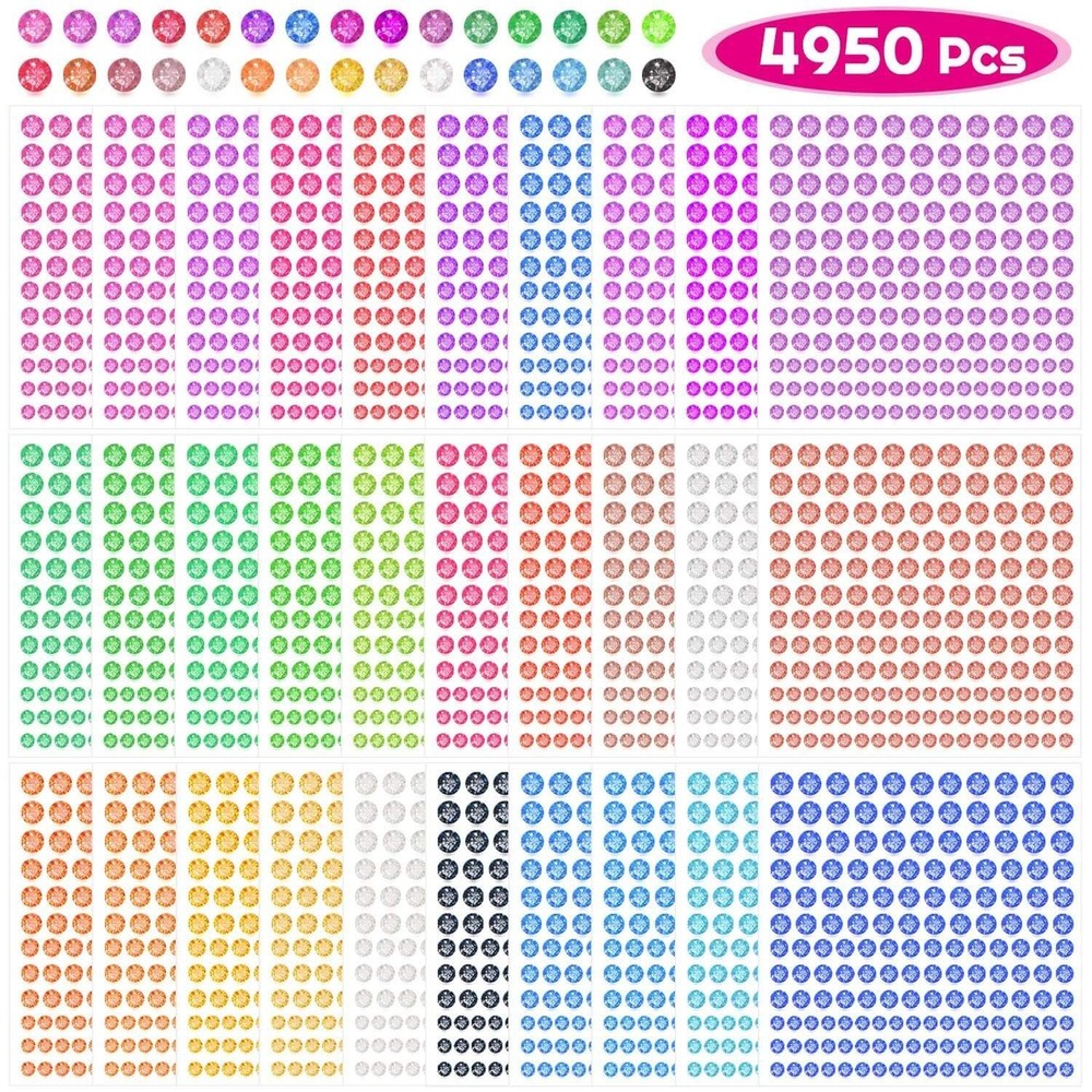 4950pcs Rhinestone Stickers – Self-Adhesive Gems for Crafts, Makeup & Decor – 30