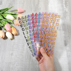 9 Sheets Glitter Alphabet Stickers, 495 Pcs 0.6″ A-Z Rhinestone Letter Stickers