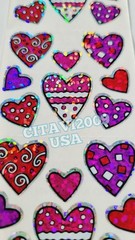 HAMBLY STUDIOS PRISMATIC STICKERS PINK PURPLE RED HEART VINTAGE COLLECTABLE RARE