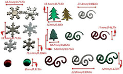 Christmas Brads Set, 212 PCS Metal Paper Fasteners, 8 Holiday Shapes & 16 Colors