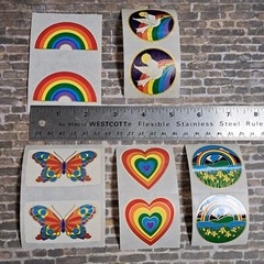 Vintage 80’s stickers Illuminations Mods rainbow butterfly heart dove lot of 10