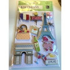 K&Company Happy Trails Paris Grand Adhesions Dimensional Stickers 2013 NIP