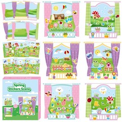 12 Sets Spring Nature Flower Scene Sticker Outside the Window Craft Kit for K…