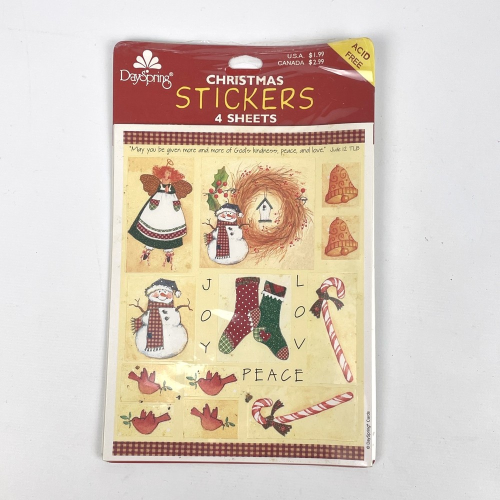DaySpring Christmas Angel Snowman Stickers 4 Sheets NEW