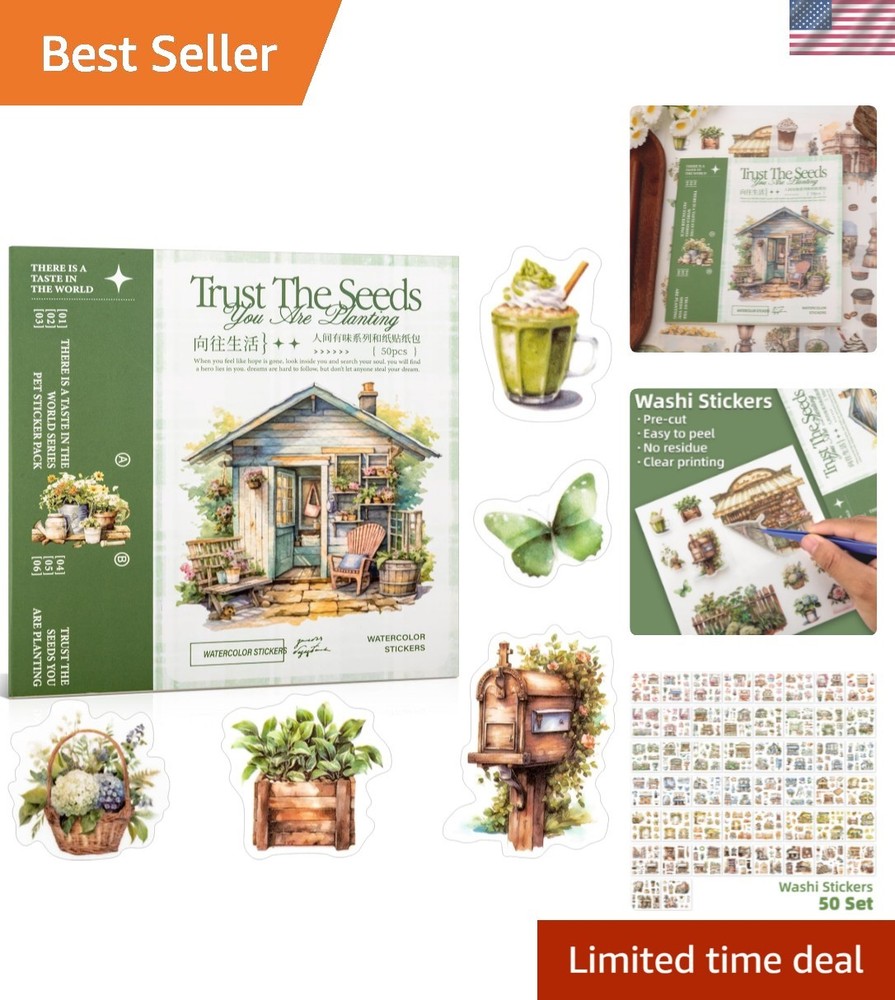 Beautiful Garden Theme Sticker Scrapbooking Supplies for Junk Journal, 50 She…