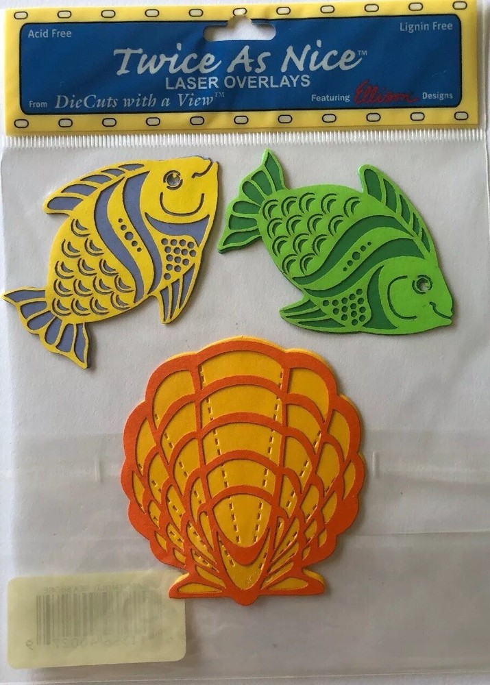 SEA SHORE Laser Overlay Die-Cuts(3pc) DCWV•Fish•Shells•Tropical•Travel •Vacation