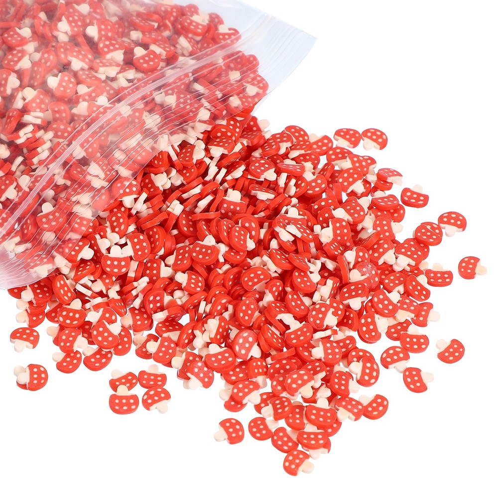 Polymer Clay Slices, 100g Red Mushroom Slice Fruit Art Slices, Red