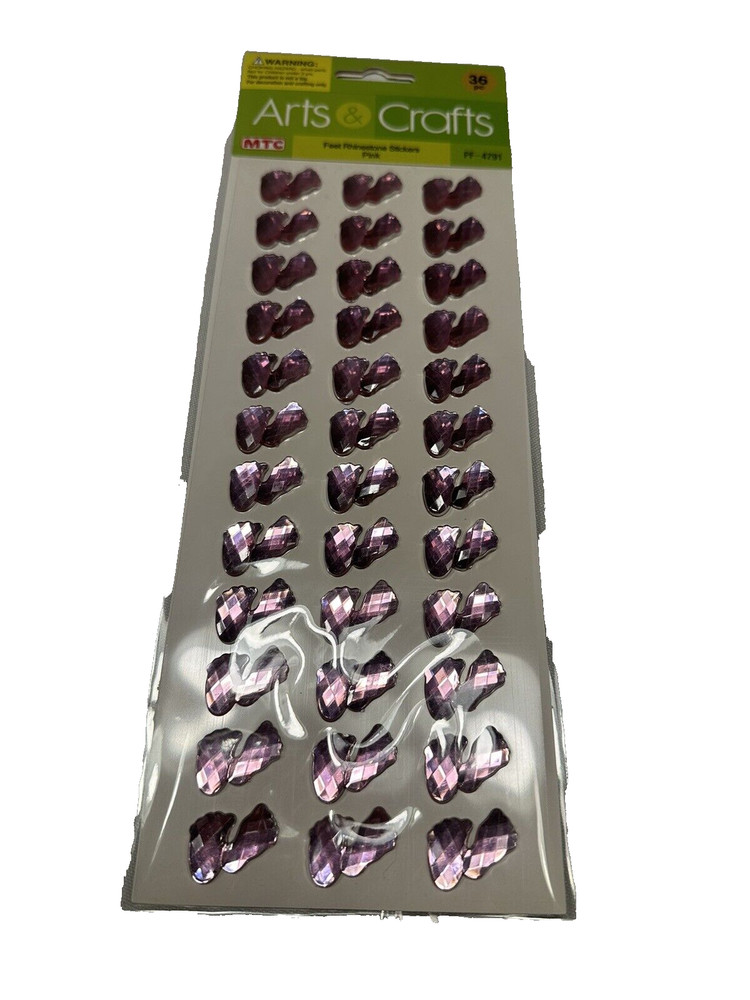 GEM STICKERS RHINESTONES arts & crafts 36 count PINK FEET BABY