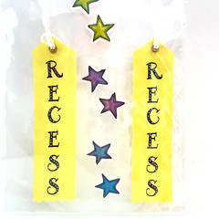 ~NEW~2 «RECESS» Yellow Ribbons 2Green+2Purple+2Blue Stars Scrapbook 3-D Stickers