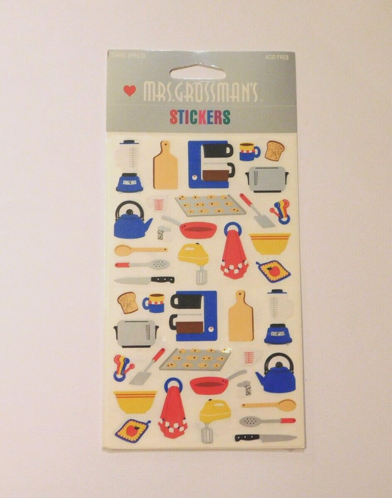 Mrs. Grossman’s Sticker Lot of 3 Sheets New Package ~Cooking Equipment Kitchen~