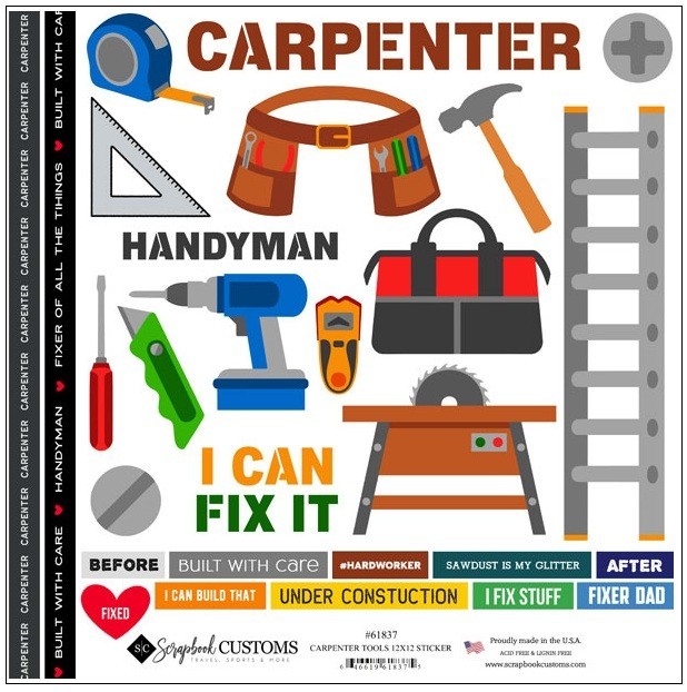 Carpenter – Handyman Tools, scrapbook stickers – Scrapbook Customs 61837