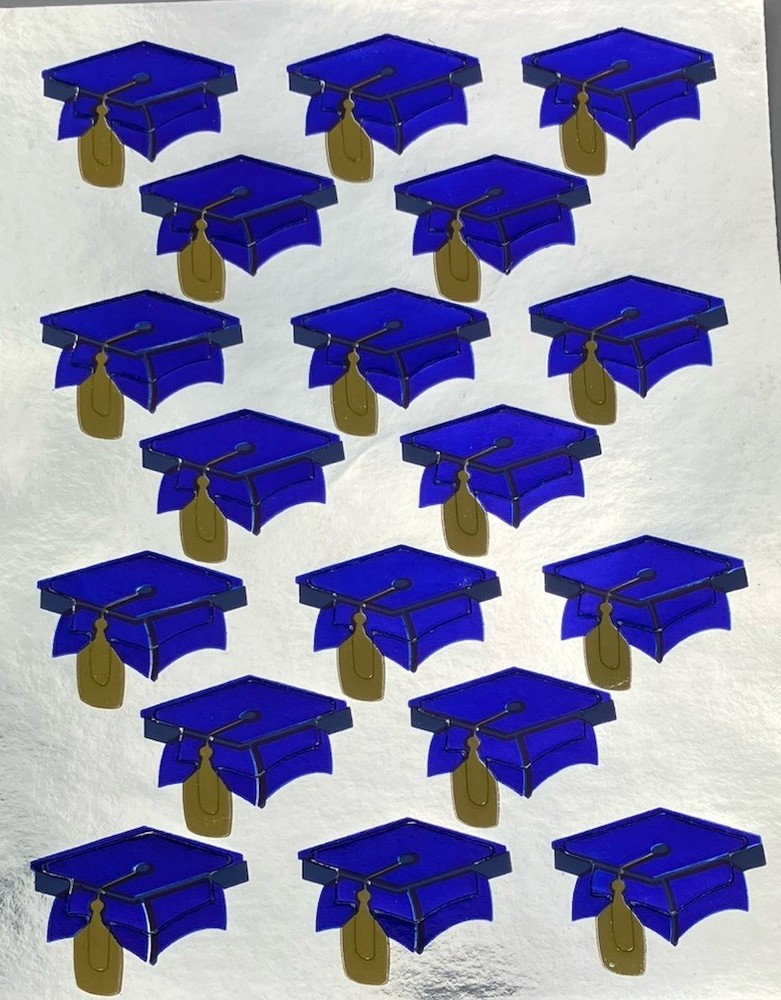 4 Sheets Mark Razzle Dazzle Grad Cap Stickers–Unused -Retro School Scrapbook