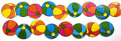 4pc Beachball Glitter Border Stickers 6″x7/8″ Tropical Summer Scrapbook Planner