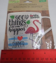 Crafter Square CeramicTropic Stickers Pink Flamingo I Love Summer Stand Tall