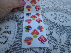 Sandylion Mushroom Stickers Fuzzy Flocked Vintage Psychedelic Groovy Hippy boho