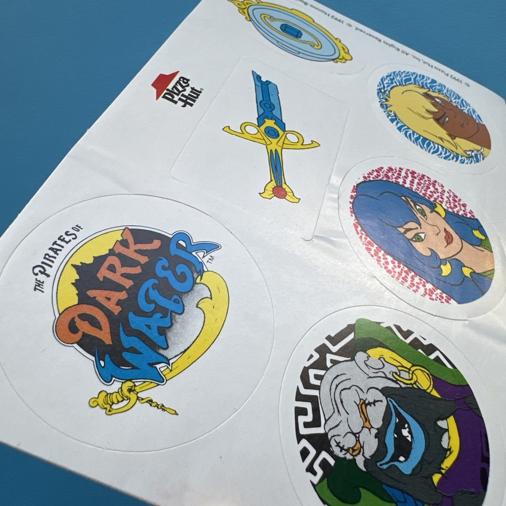 Vintage 90s Pizza Hut Promotional Pirates of Dark Water Sticker Sheet 1992