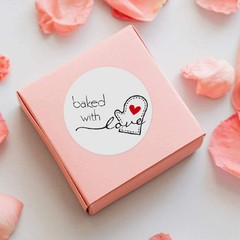 500 Pcs Baked with Love Label Stickers for Bakery Cookie Bags Wedding Christmas