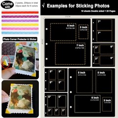 10 Sheets ADVcer 10×10 Scrapbook Refill Pages Black Cardboard Photo Album Paper