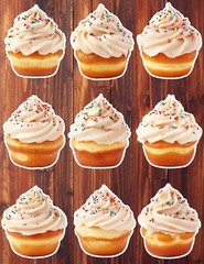 Vanilla Cupcake Die Cut Vinyl Stickers Set Scrapbooking Laptop Waterbottle