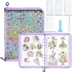 Purple A5 Sticker Organizer Binder with Glitter Stars Cover