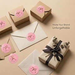 Self-Adhesive 1.5 Inch Pink & Rose Gold Thank You Stickers for Small Business
