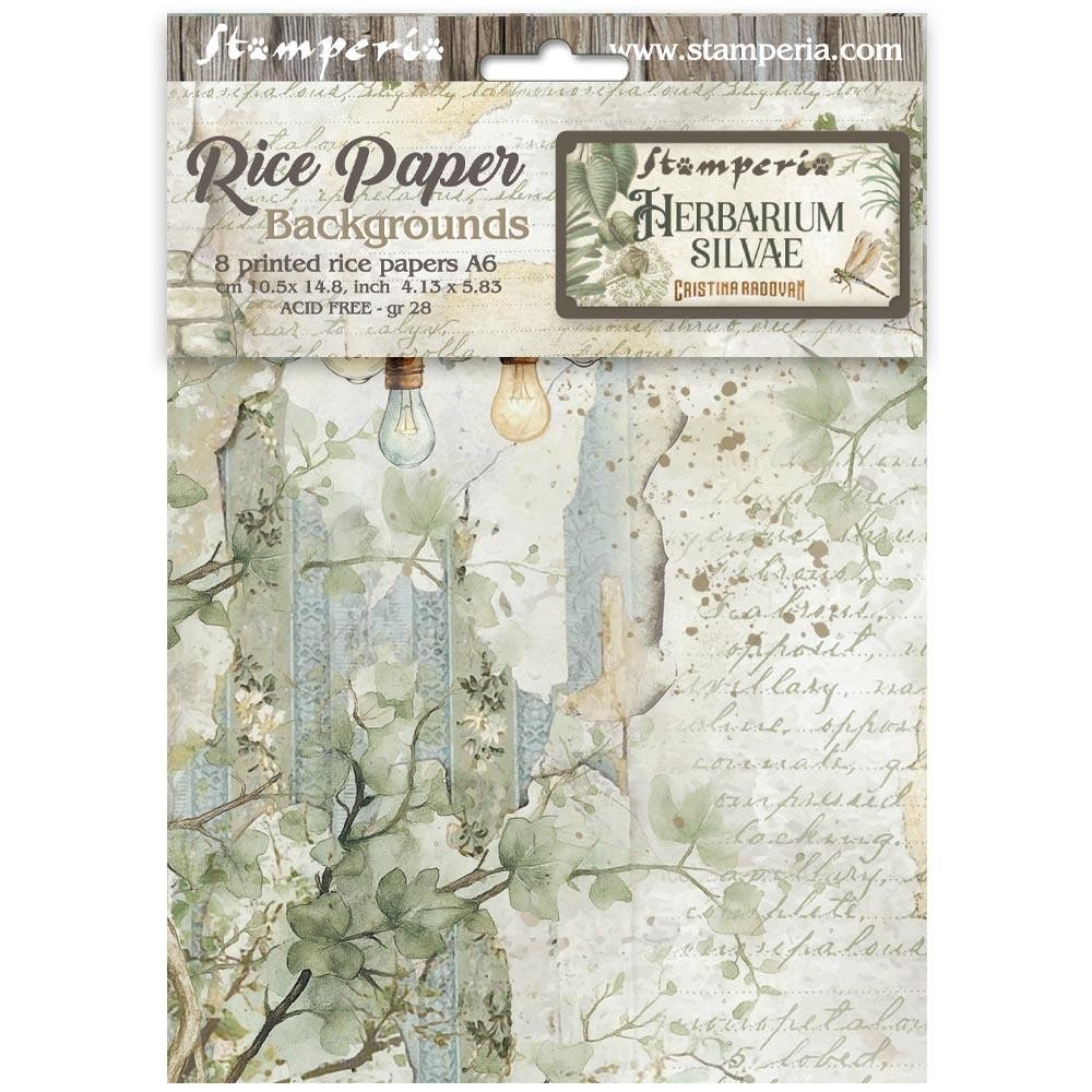 Stamperia Rice Paper- Herbarium Silvae A6 Backgrounds, DFSAK6048