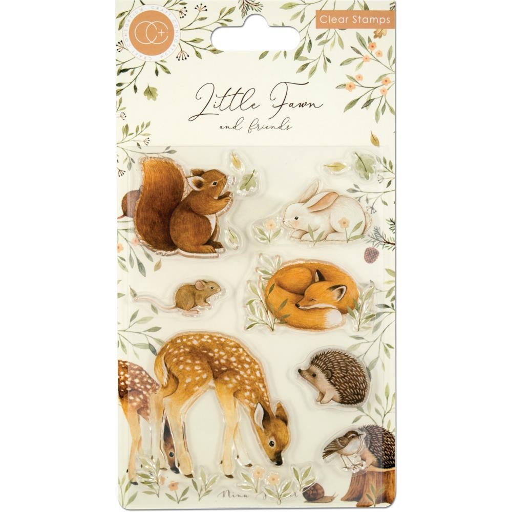 New Craft Consortium Rubber Stamp LITTLE FAWN ANIMAL SET deer bunny freeUSAship