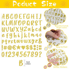 648 Pcs Gold Letter Stickers Glitter Alphabet Number Stickers 8 Sheets Self Adhe