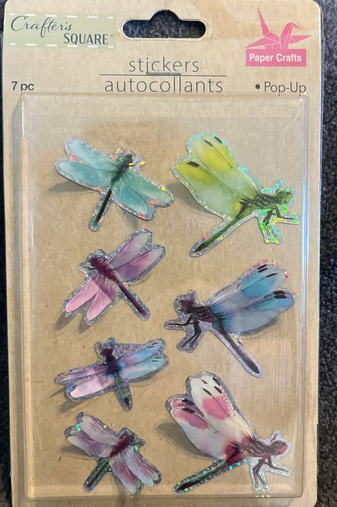 Crafters square pop up dragon fly stickers 7 pc