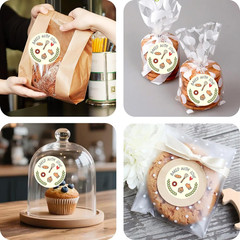 160 Pcs Baked with Love Stickers, 1.6 Inch Bakery Packaging Labels for Cottage B