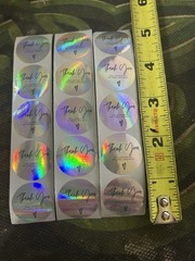 15PCS HOLO Thank You For Supporting My Business Decals Labels Craft Stickers 1in