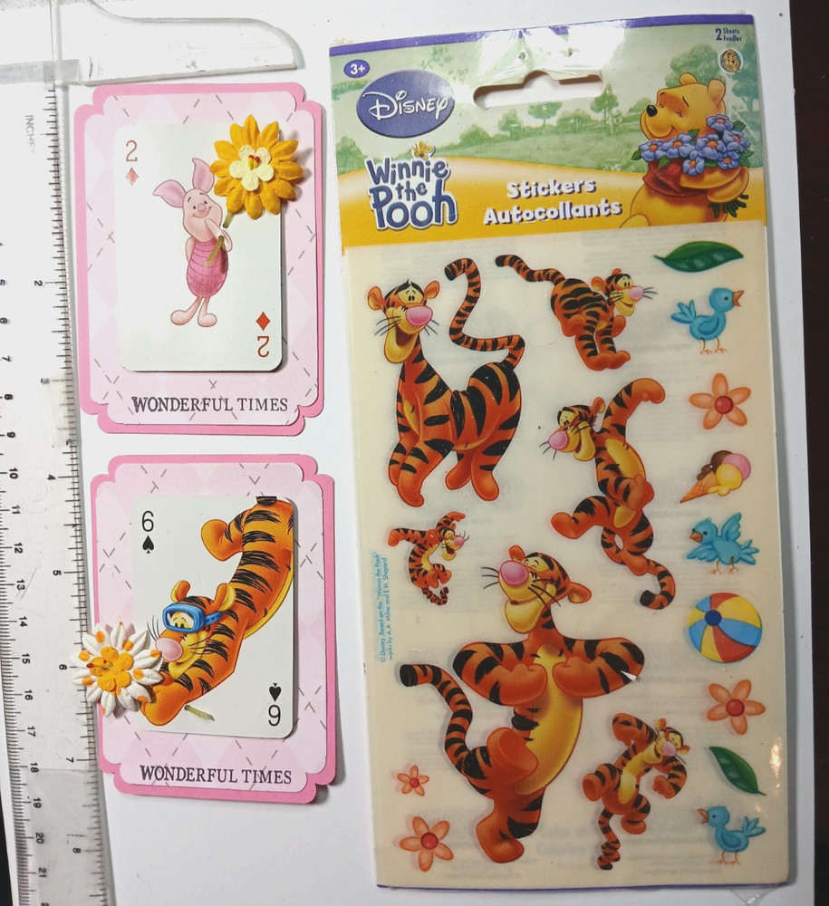 SandyLion Stickers Disney Winnie The Pooh /Tigger 2 Sheets-new & 2 ATC cards