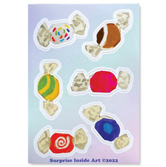 Lot of 5 Sticker Sheets: Saltwater Taffy Candy, Vinyl & Water Resistant