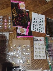 Lot Of 45 + Crafting Embellishments/ Stick Ons And Mini Picture Frames