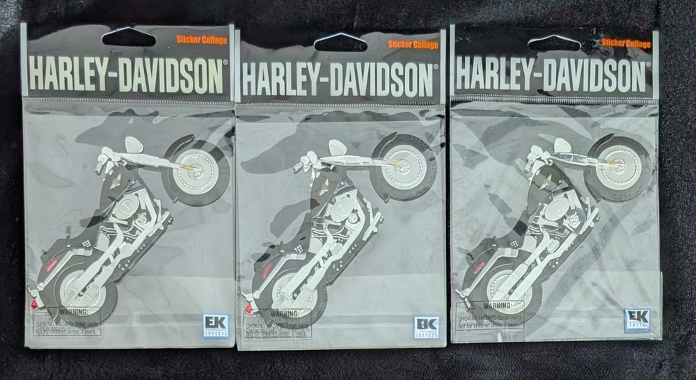 Lot 3 Harley-Davidson Fat Boy Motorcycle Sticker Collage Jolee’s Boutique