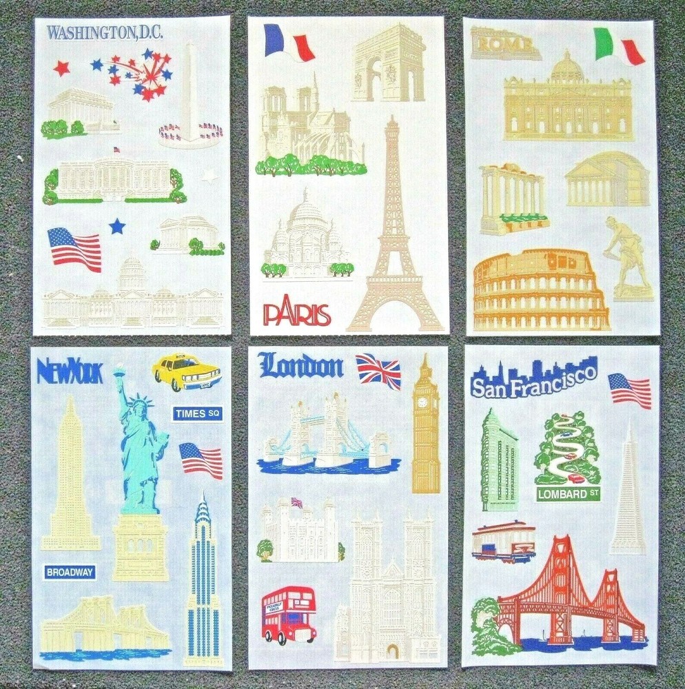 Mrs Grossman Set of Six Laser Cut ‘Destinations’ 4 x 6 inch Sticker Sheets