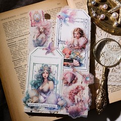 42 pcs Mermaid Translucent Vellum Matte Surface Paper Sticker Scrapbook Craft