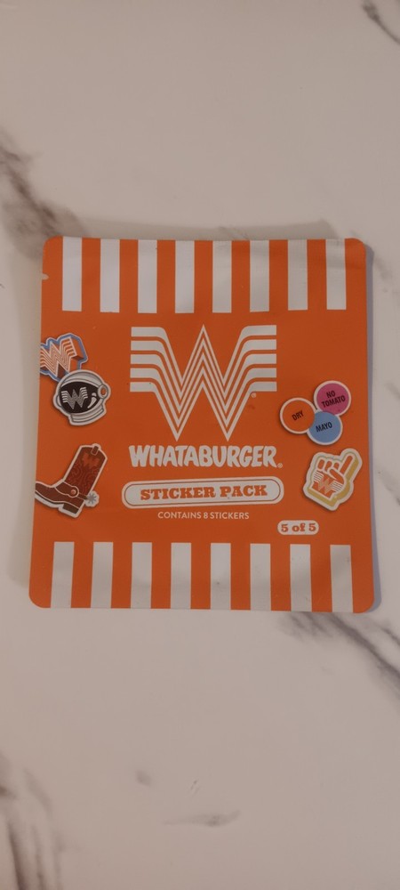 Whataburger Sticker Pack 5 of 5 Collectible 2026 Kids Meal Toy 8 Stickers Sealed