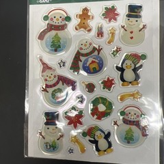 Christmas Puffy Stickers Happy Holiday 2 Designs Snowman Penguin Tree Ganz VTG