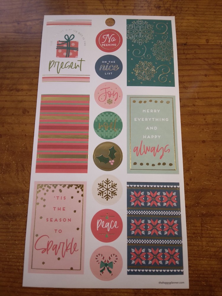 Happy Planner Christmas Snowflakes Poinsettia Joy Stickers MAMBI 273859