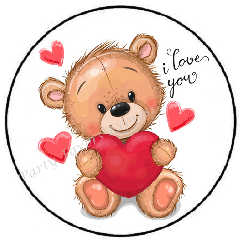 ADORABLE I LOVE YOU TEDDY BEAR ENVELOPE SEALS LABELS STICKERS PARTY FAVORS