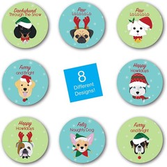 Christmas Dogs Stickers / 500 Adorable Puppy Happy Holidays Labels / 1.5″ Pet…