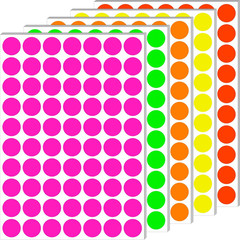 1400 PCS Fluorescent Dot Stickers 3/4″ Color Coding Labels 5 Neon Colors