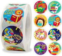 Animal Reading Reward Stickers for Teachers, Motivational Book Stickers for Kids
