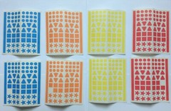 NEW Shape Stickers 8 Sheets Blue Yellow Orange Red Geometric Round Star Triangle