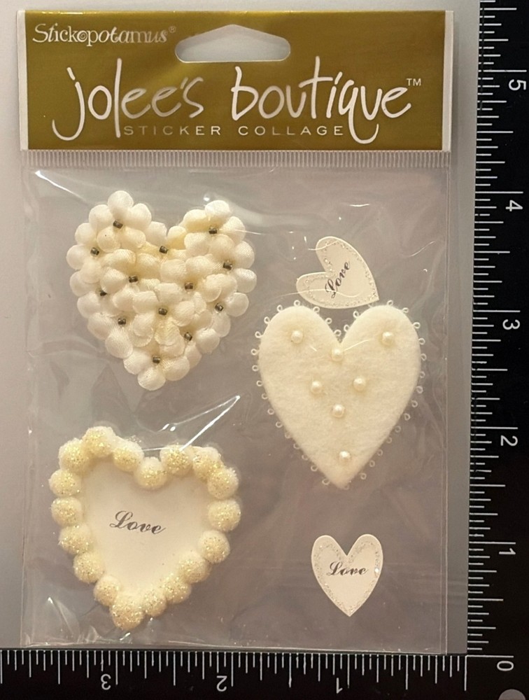 JOLEES BOUTIQUE BY STICKO SPJC023 WHITE FLORAL HEARTS VALENTINES DAY WEDDING