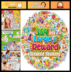 Scented Scratch and Sniff Stickers for Kids – Large Reward Stickers, Fruit Desig