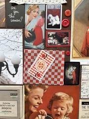 Junk journal 100+ Pieces Red Black Beige Ephemera bundle kit collage craft