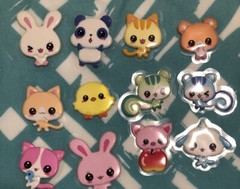 Kawaii Japan Fuwawan Twin Candy Animals Puffy Sticker Sack Htf Vintage